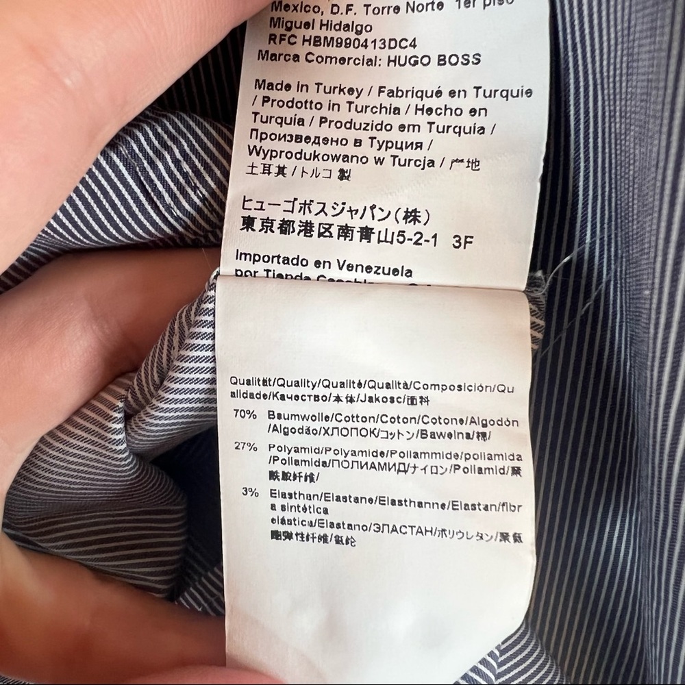 Hugo Boss Men’s Black Label Blue White Striped Shirt Sz 43/17 - Picture 12 of 13